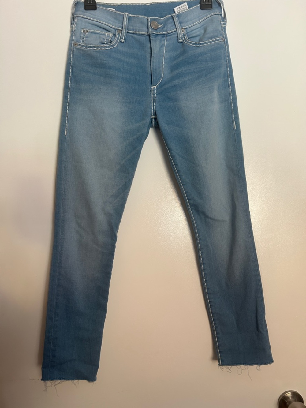 True Religion Women’s Halle Mid Rise Super Skinny Jeans in Light Blue Wash